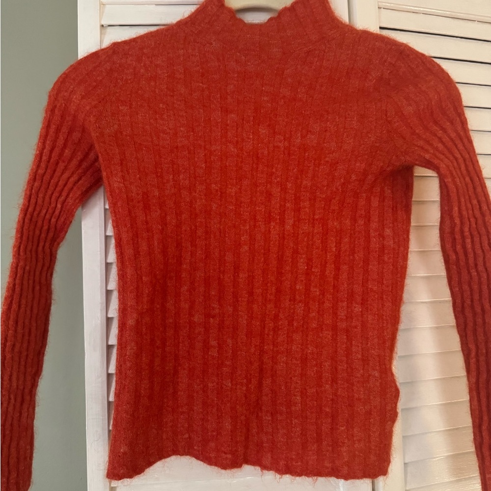 Madewell Vibrant Red Ribbed Turtleneck Sweater